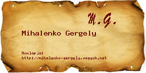 Mihalenko Gergely névjegykártya